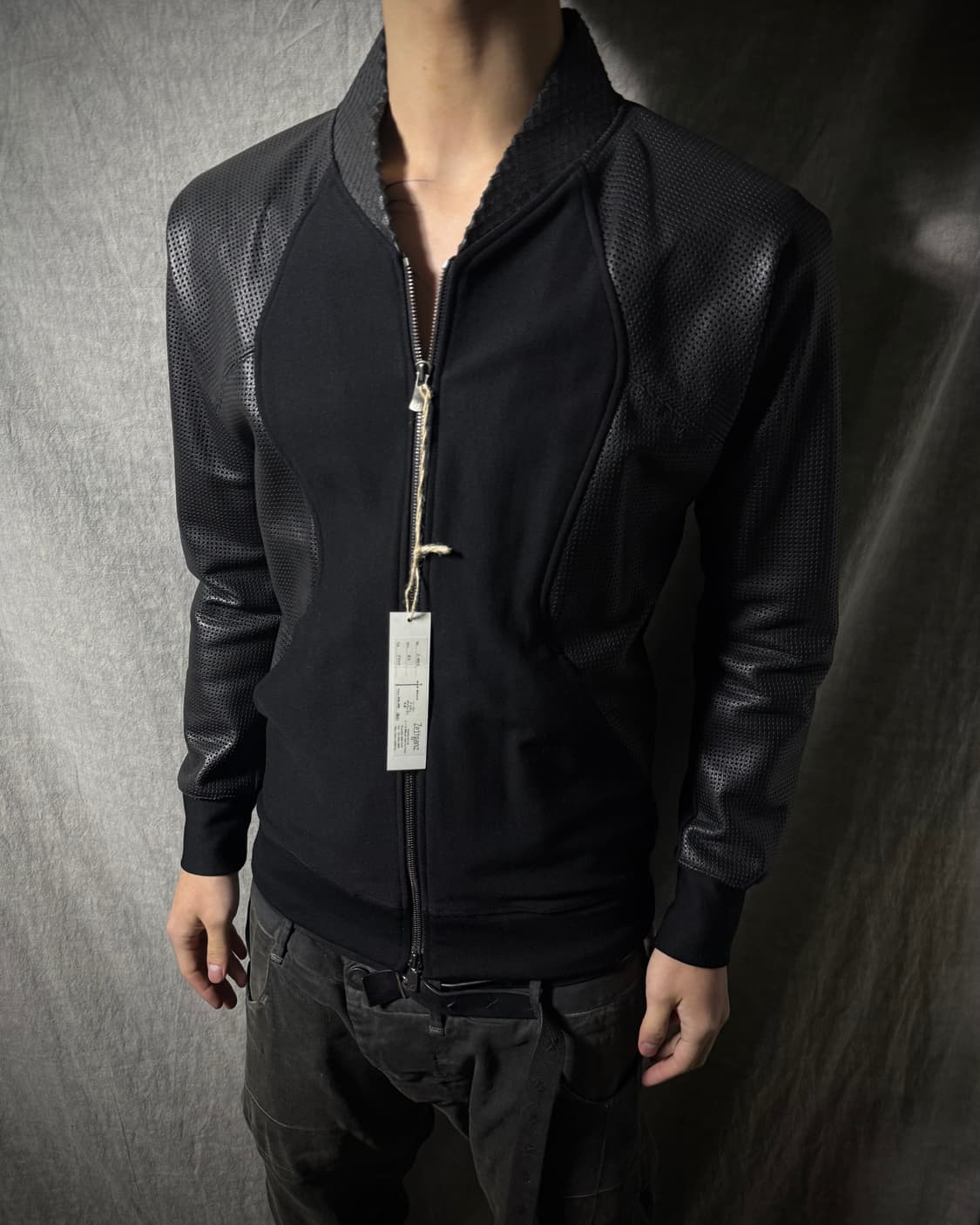 Zeitganz Mesh Leather Hybrid Jacket  상품이미지1