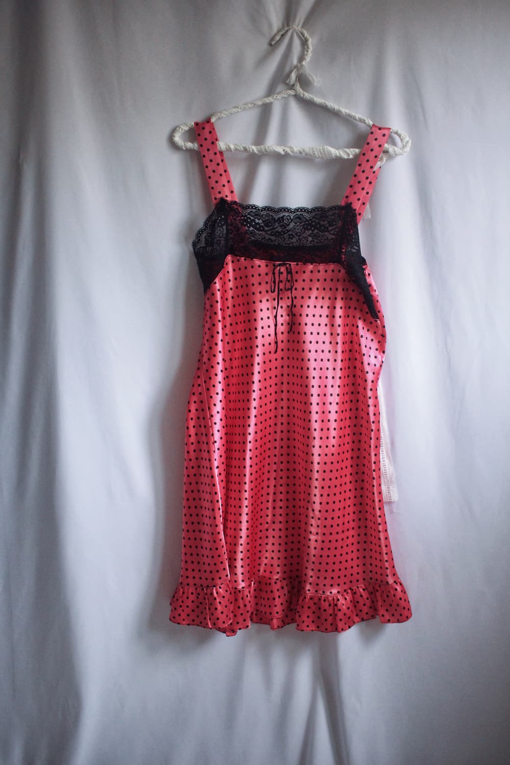 Cherry dot lace satin-slip onepiece 상품이미지5