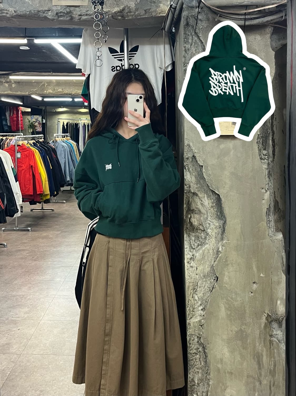 브라운브레스 크롭 후드티 그린 #csz2249 상품이미지1