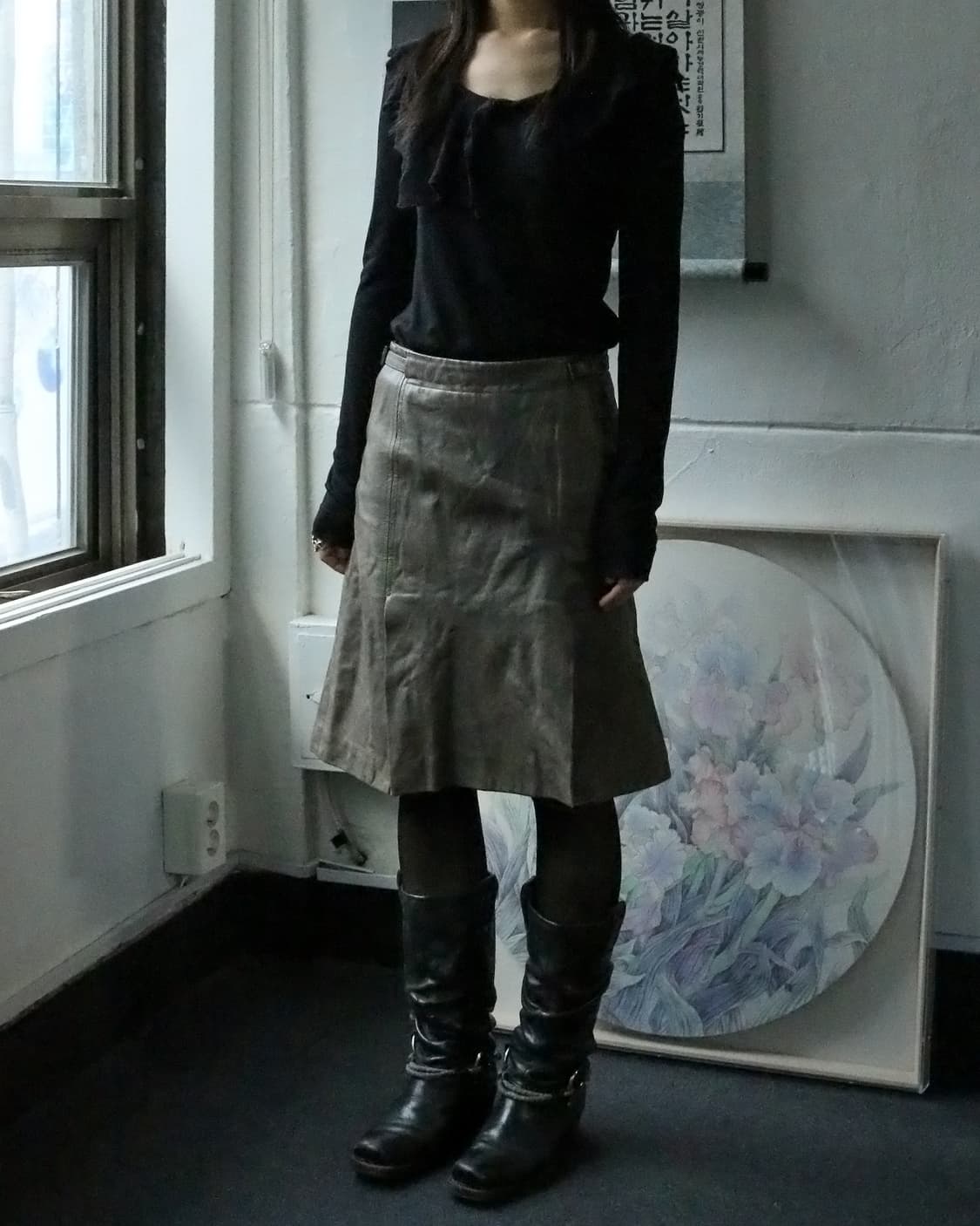 막스마라 레더 플레어 스커트  상품이미지1