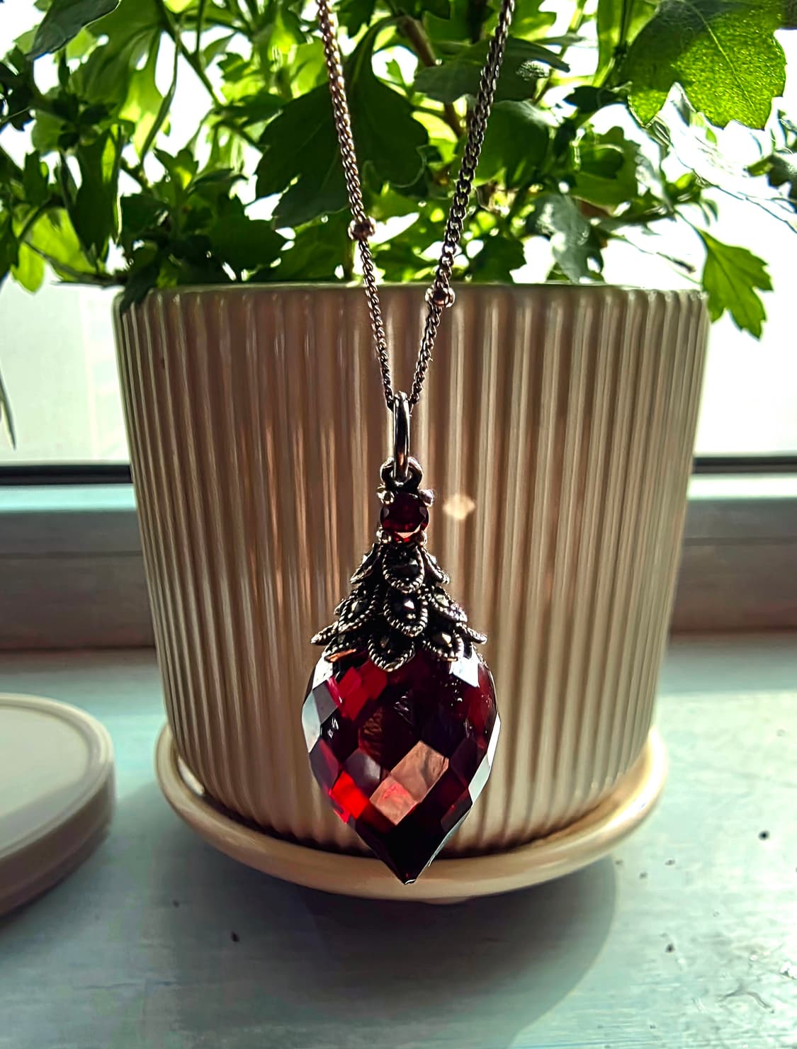 Silver925 red Cristal vintage nacklace 상품이미지3