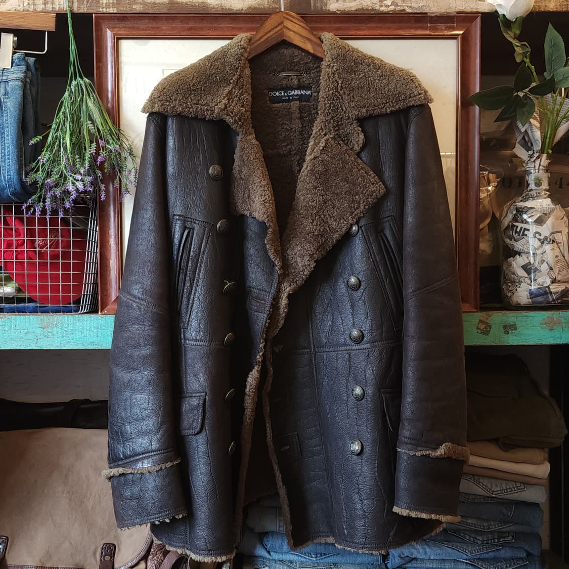 00년대 돌체앤가바나 나폴레옹 더블 브레스티드 쉐어링 레더자켓 48 상품이미지1