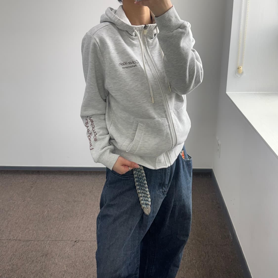 Calvin Klein 켈빈클라인 사이드로고 멜란지 후드집업 상품이미지2