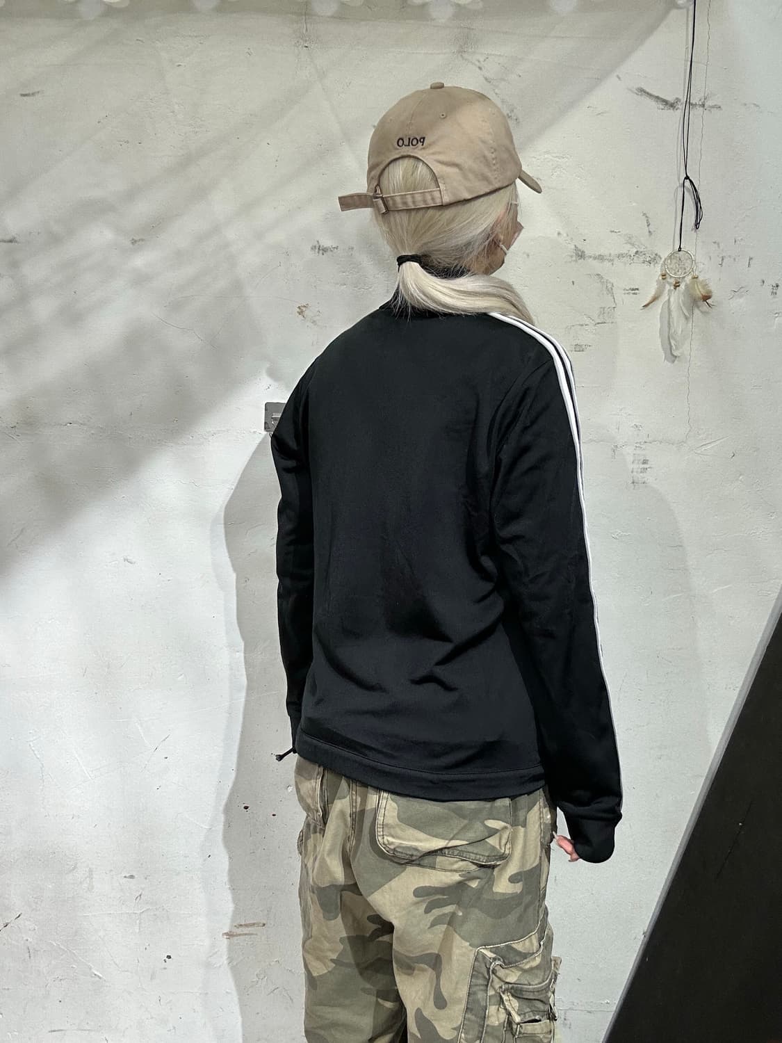 아디다스 블랙 화이트 삼선 트랙탑 져지 L 상품이미지3