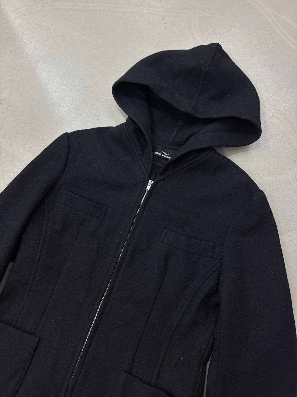 꼼데가르송 트리콧 울 후드 코트  상품이미지2