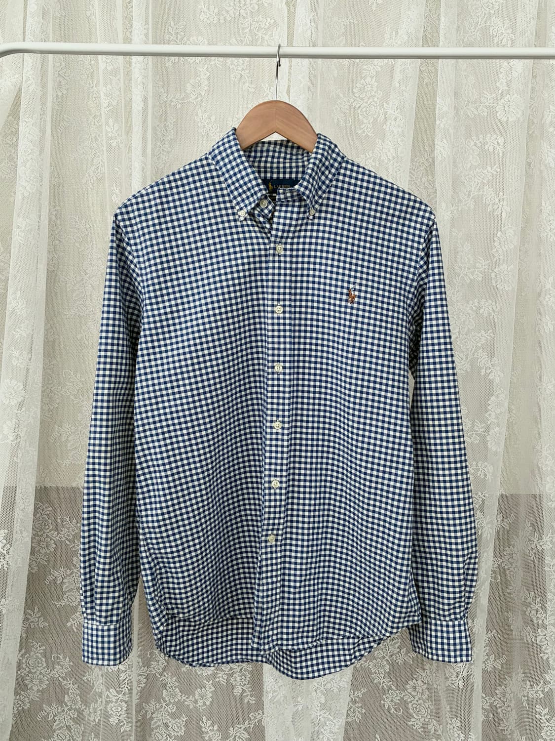 M) 폴로 랄프로렌 클래식핏 깅엄 체크 셔츠 블루 상품이미지1