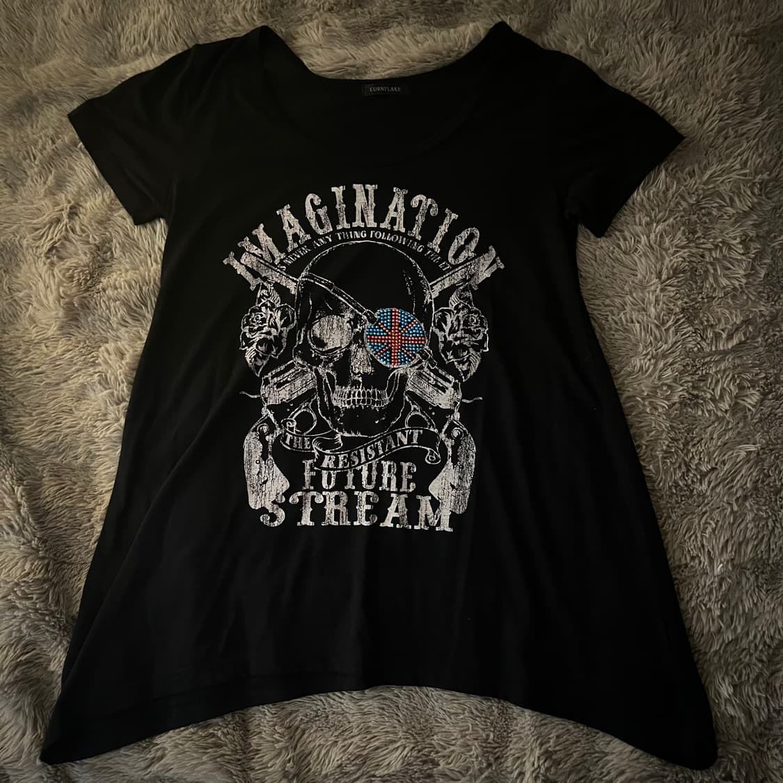 일본빈티지 해골 성조기 큐빅 반팔 상품이미지1