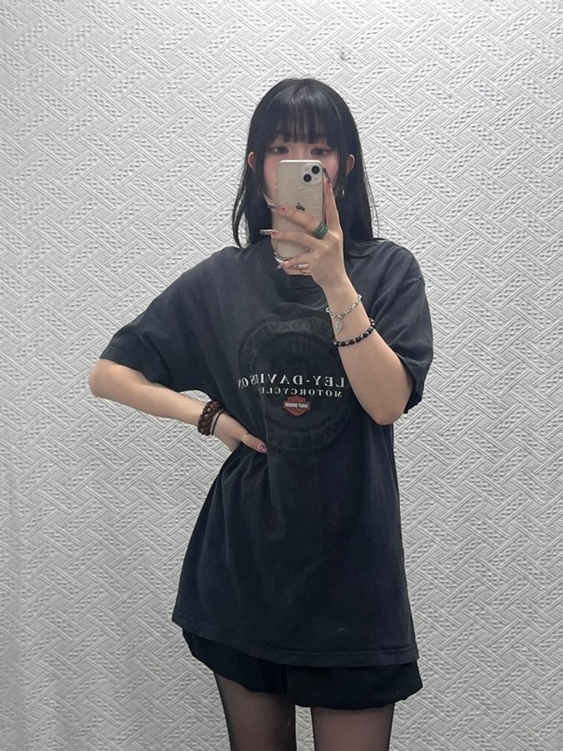 할리 데이비슨 빈티지 스트릿 펑크 레이싱 반팔티 L C11949 상품이미지2