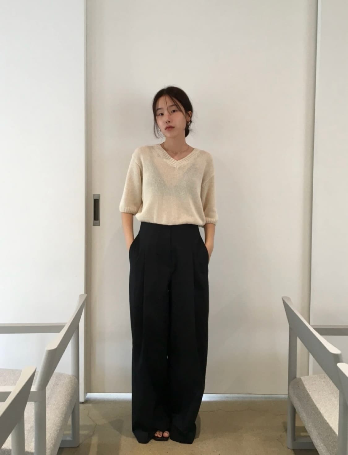 미닝아웃 mer pants 핀턱 와이드 팬츠 상품이미지3