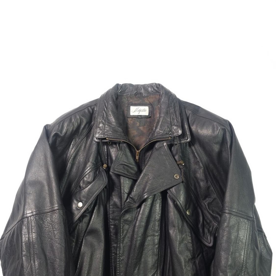 Majestic 90s 무드 빈티지 레더 라이더 자켓 L 상품이미지3