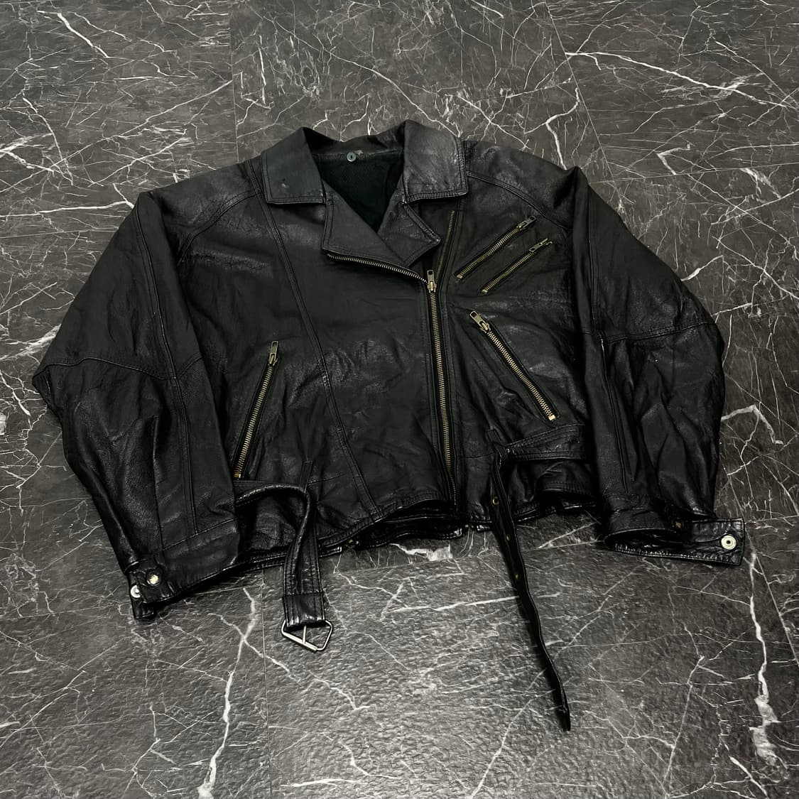 L 양가죽 해체주의 크롭 라이더 자켓 상품이미지5