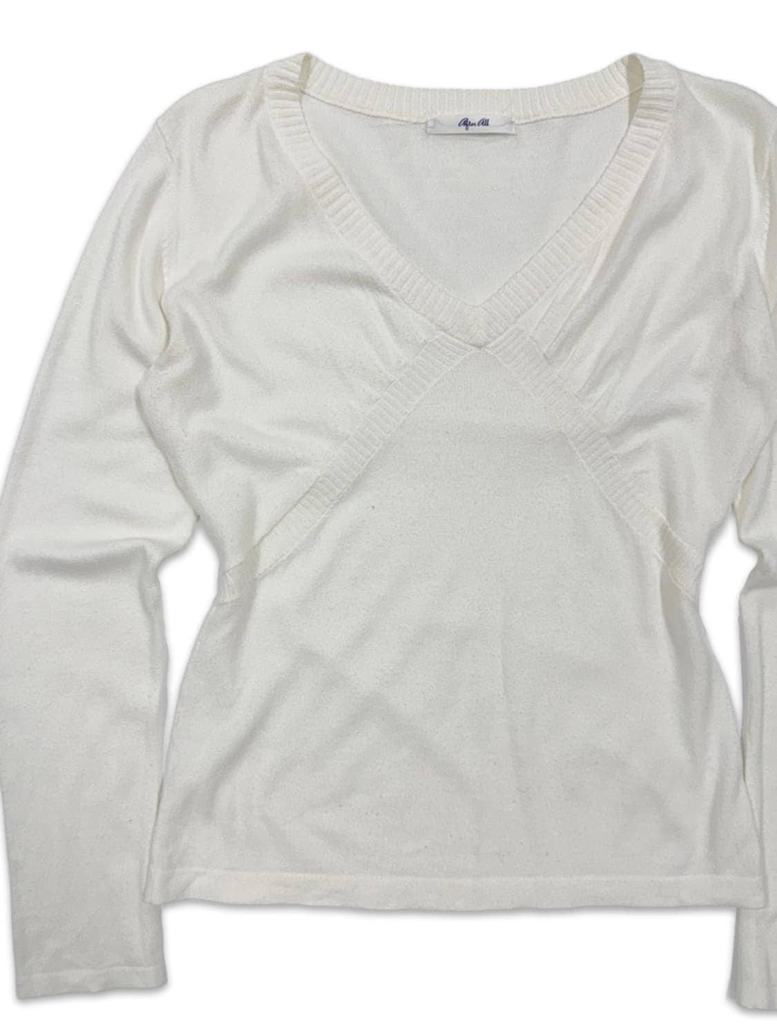 빈티지 아이보리 라인 V넥 니트 상품이미지2