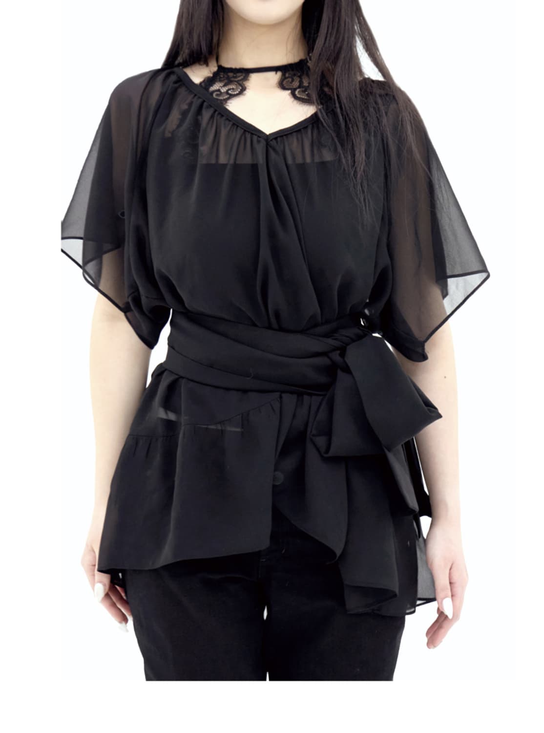 VEIL BLOUSE IN BLACK 상품이미지6