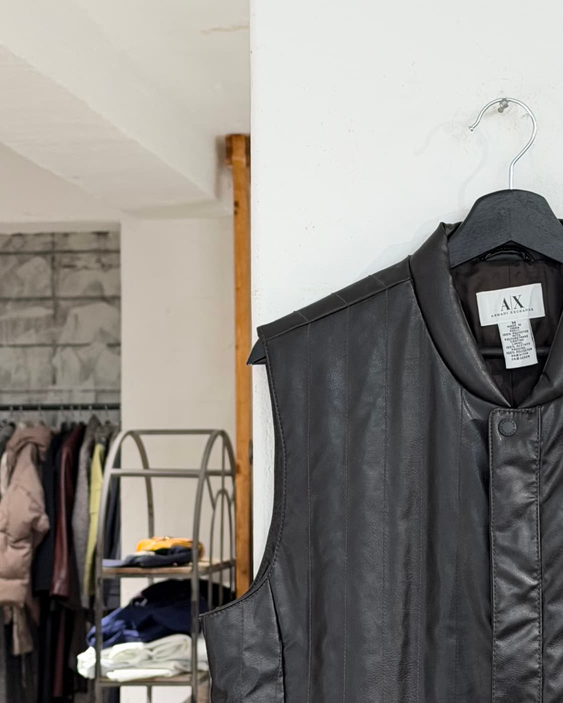 아르마니 익스체인지 다크브라운 레더 패디드 베스트 자켓 상품이미지2