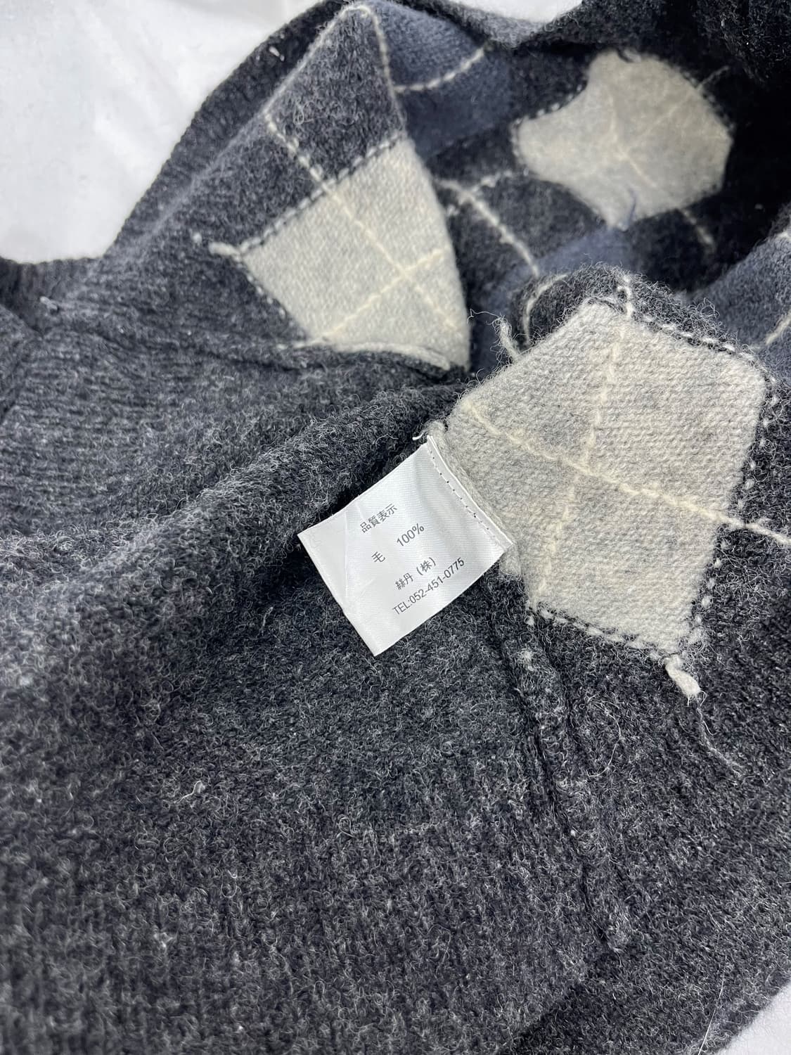 Vintage 아가일 패턴 니트 집업  상품이미지7