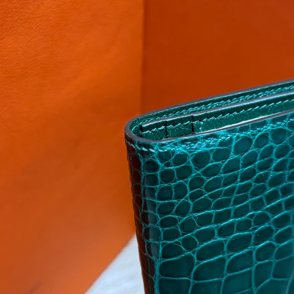 [S급/OS] 에르메스 베안 와니 크로커다일 장지갑 그린 풀구성 상품이미지4