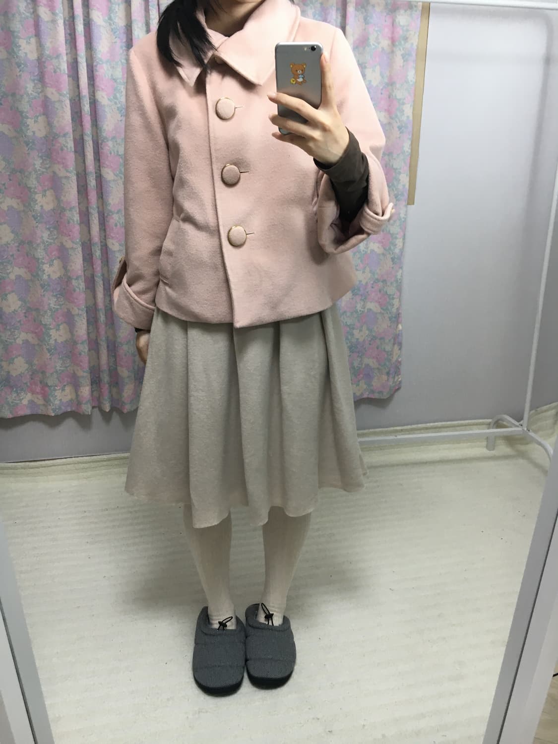 아이보리 울 미디 스커트 상품이미지3