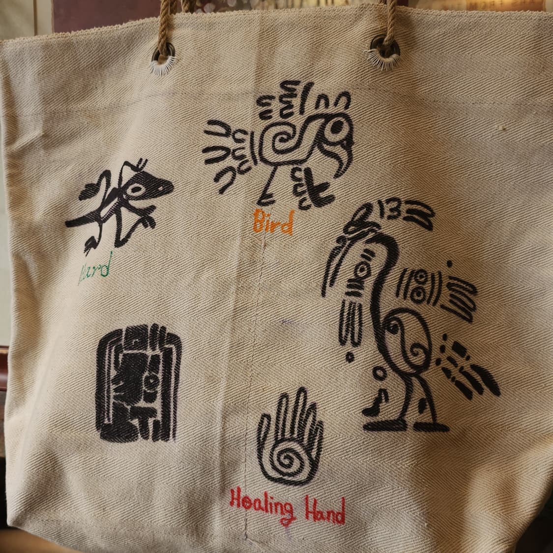 핸드 드로잉 캔버스 토트백 빈티지 더플백 리메이크 화이트 아메리카 심볼 상품이미지5