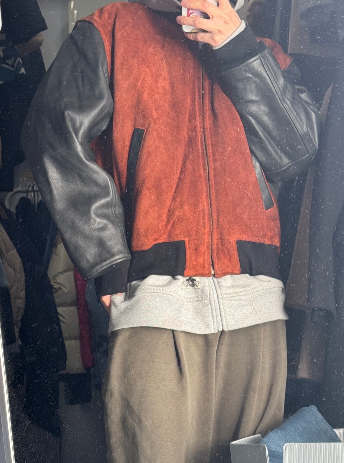 희귀!! 준코 코시노 y2k 리얼 소가죽 배색 바시티 자켓 XL 상품이미지7