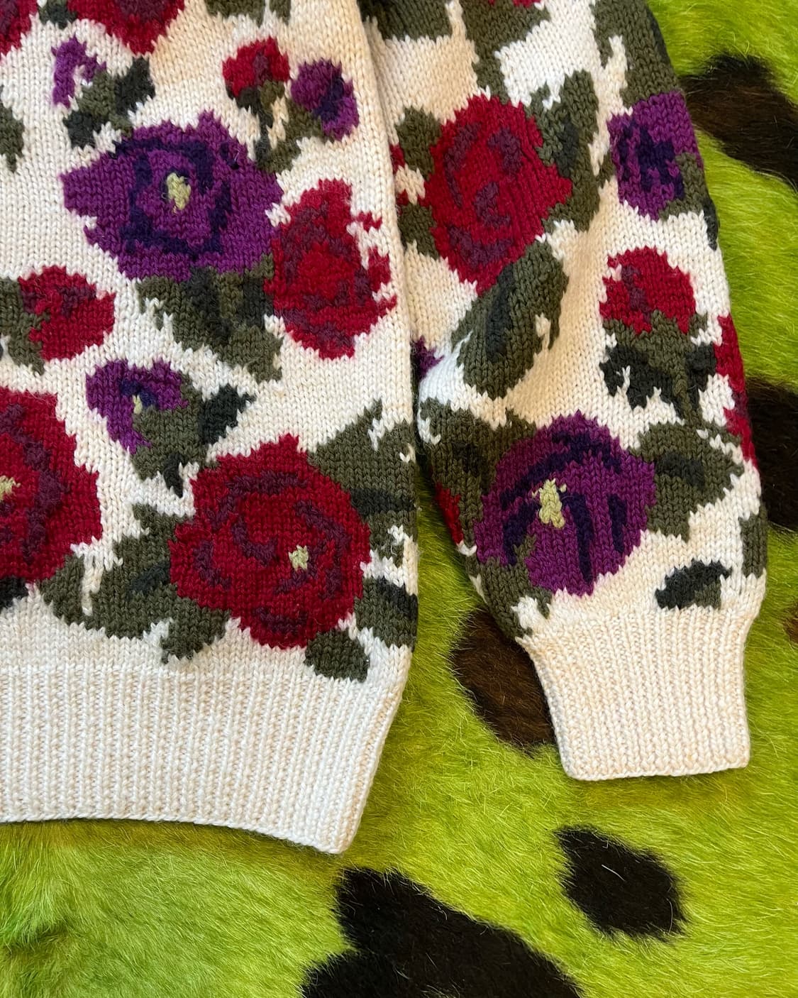 1970-80s Jpn Rose Floral Wool Sweater 상품이미지6