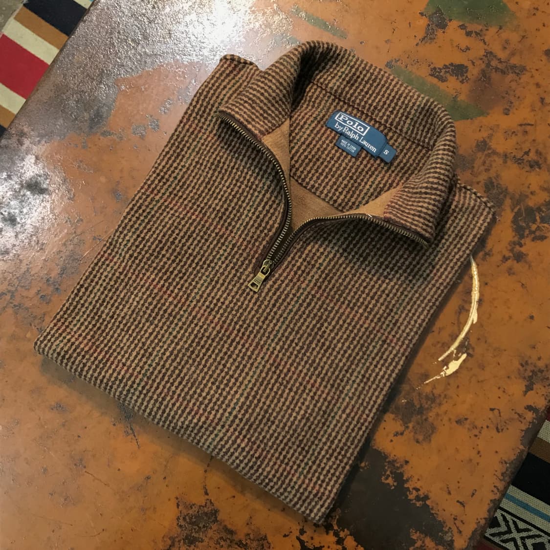 폴로랄프로렌 브라운 체크 코튼 반집업 풀오버 남성 105 사이즈  상품이미지1