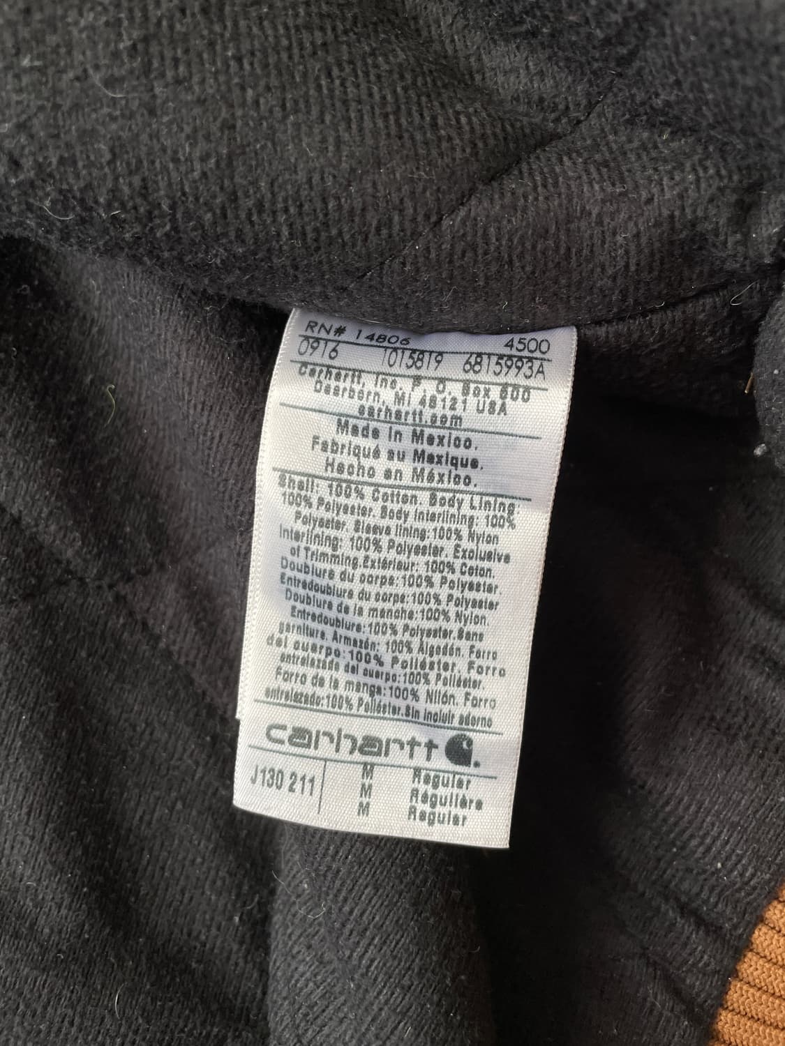 칼하트 j130 BRN 브라운 액티브 자켓 샌드스톤 빈티지 상품이미지8