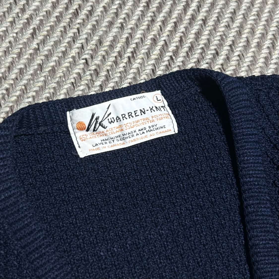 [M] Warren-Knit 네이비 와플 코튼 브이넥 가디건 상품이미지5