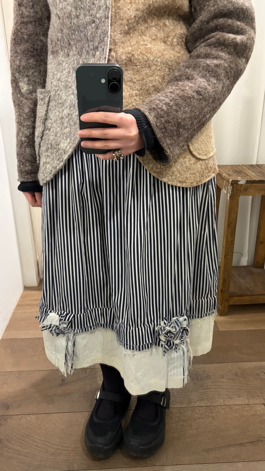 Flower Motif Docking Distressed Skirt 상품이미지8