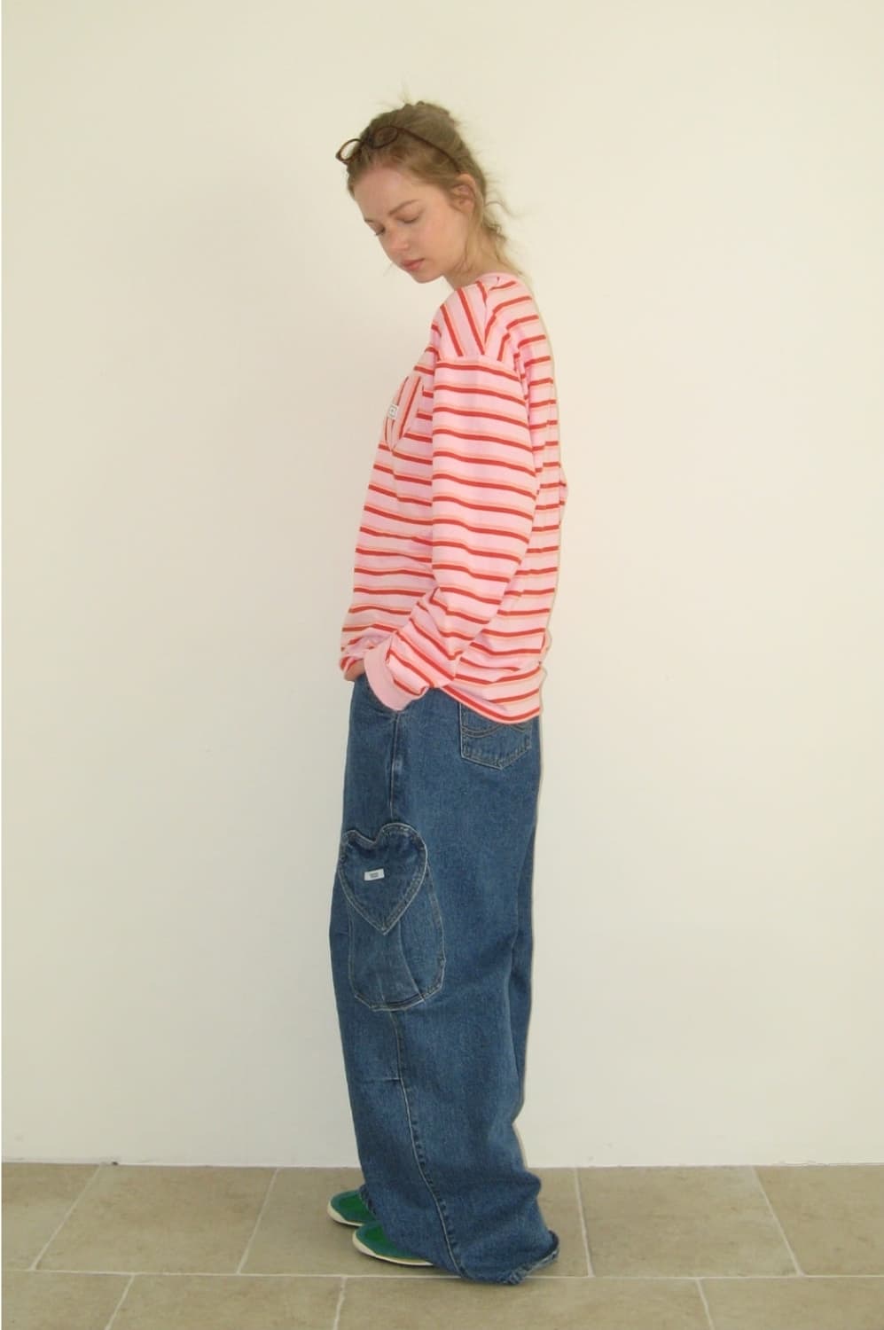 [새상품] 론론 하트 포켓 카고 데님 팬츠 상품이미지4