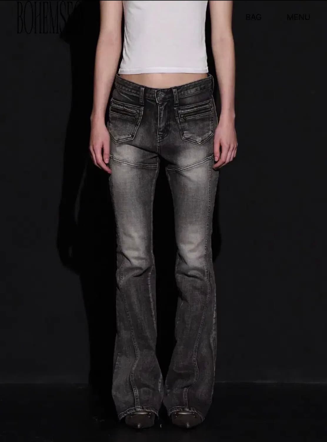 보헤미안서울 부츠컷 데님 그레이 M 상품이미지2