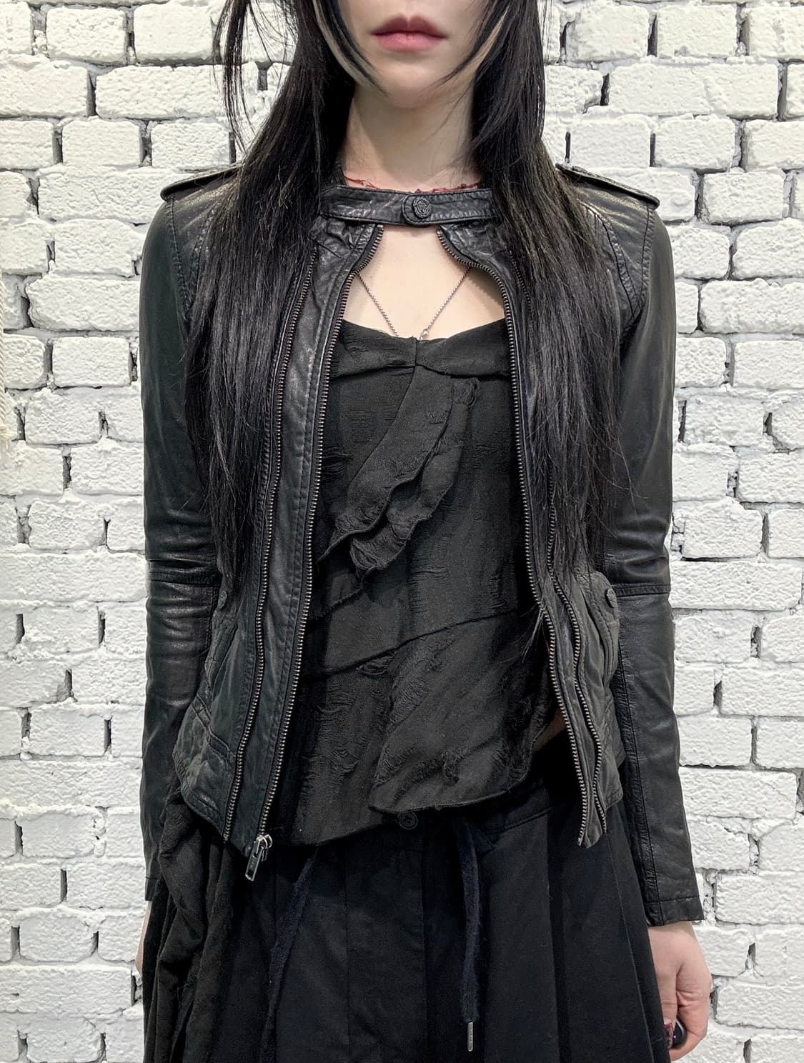 Multi Zip Neck Buckle Lambskin Jacket 상품이미지1