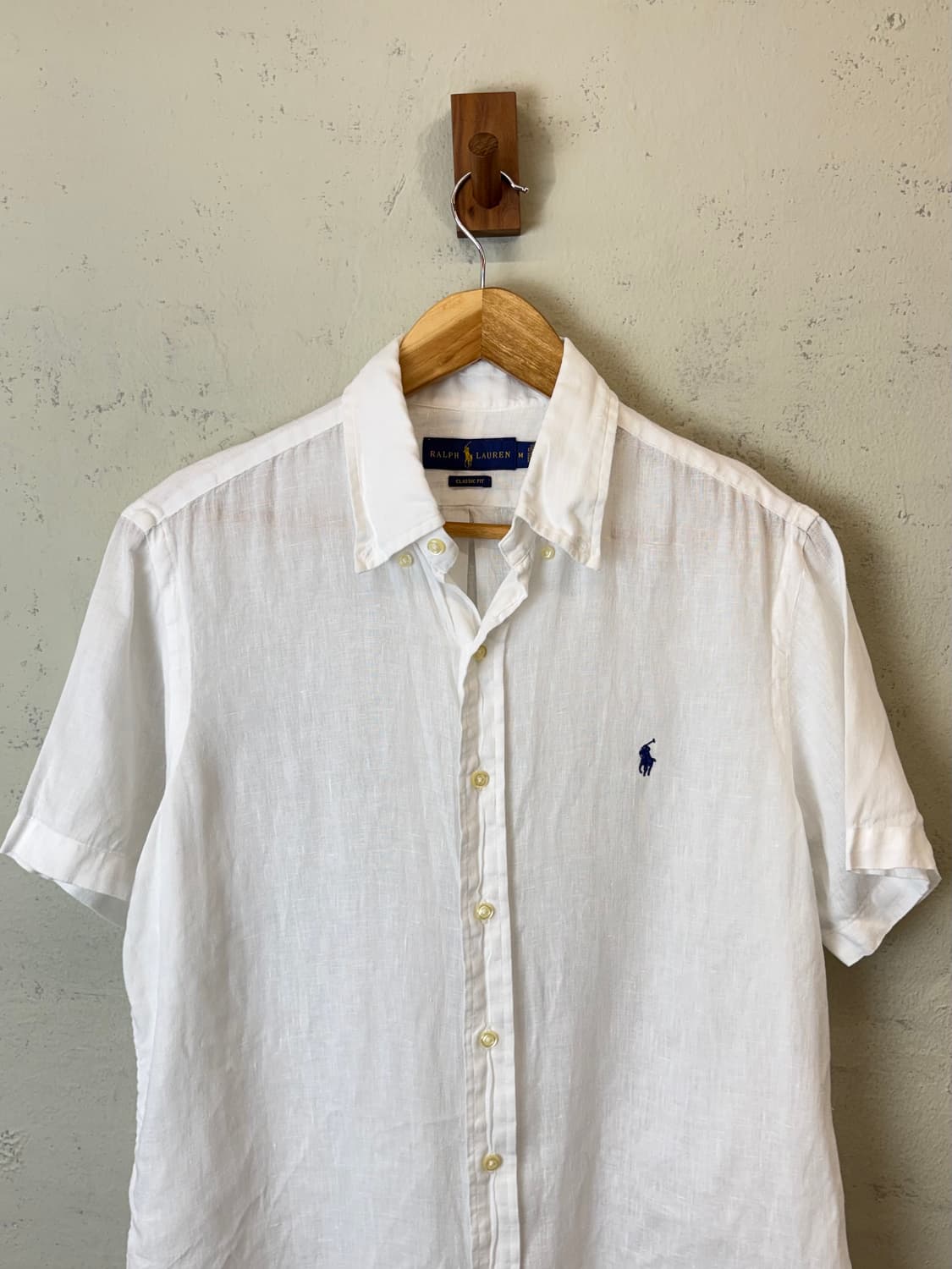 폴로랄프로렌 큐알 인증 화이트 린넨 반팔 셔츠 상품이미지5