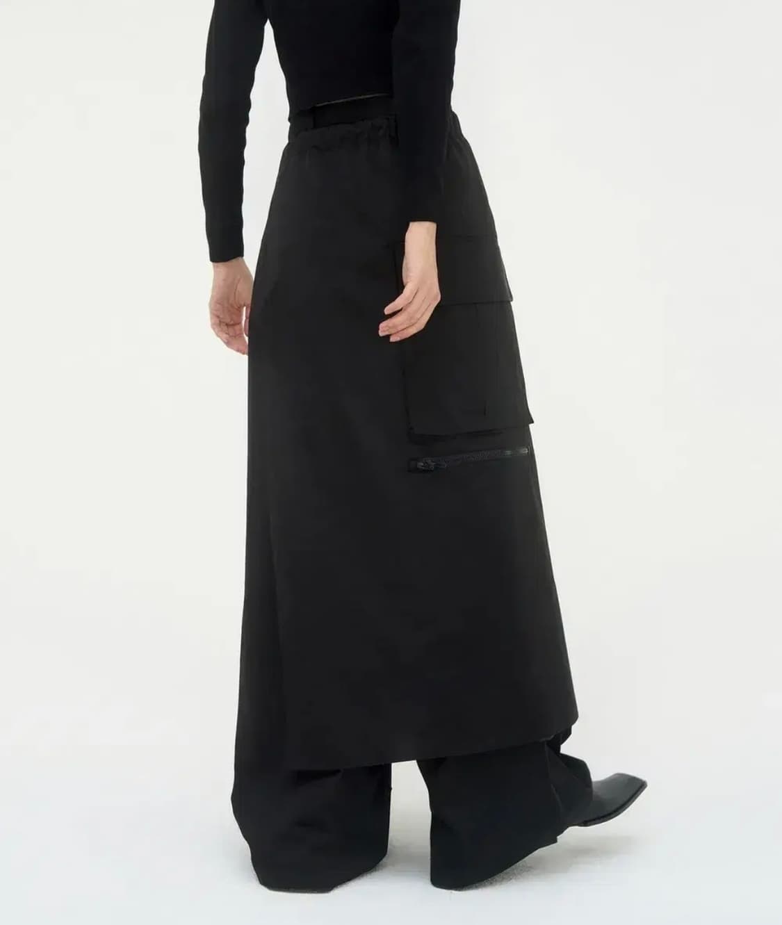 트리밍버드) 카고 벨티드 랩 스커트 팬츠 BK 3 상품이미지3