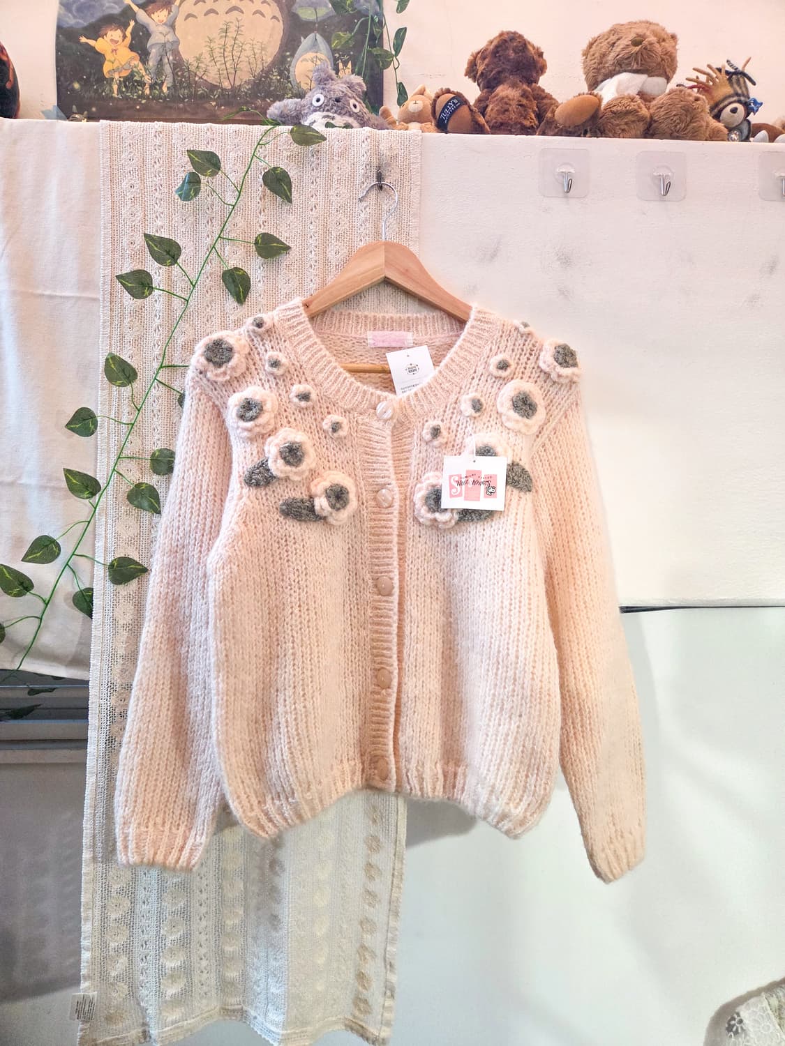 파스텔 핑크 꽃 가디건 상품이미지1