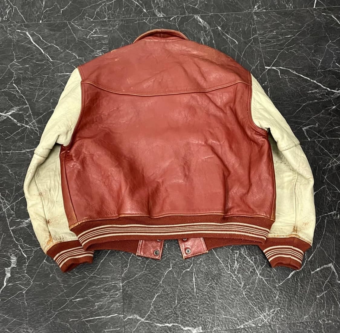 L(XL)아비렉스 90's 패치워크 천연가죽 바시티자켓 상품이미지2