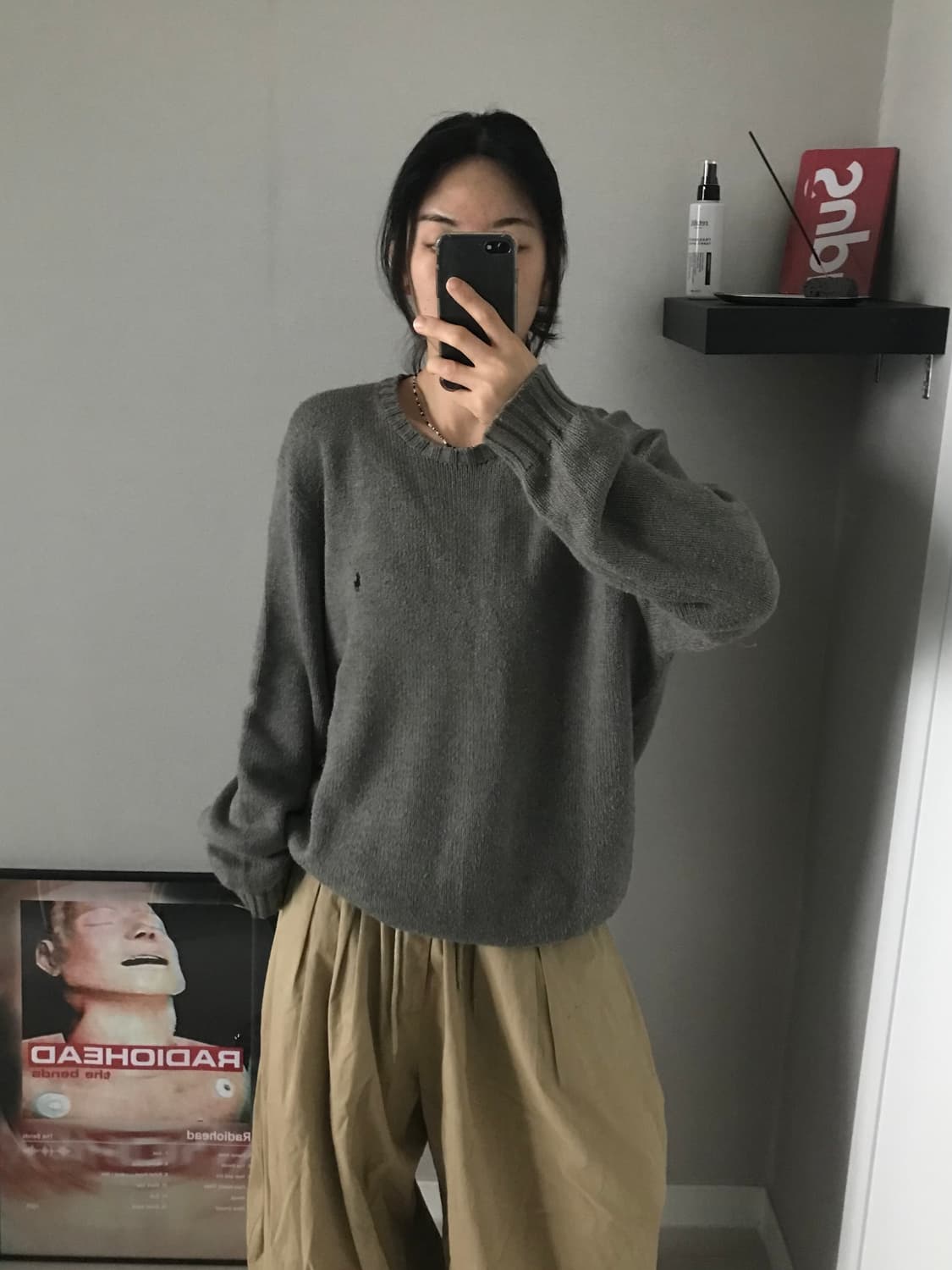 폴로 랄프로렌 포니 로고 그레이 라운드 니트 상품이미지2