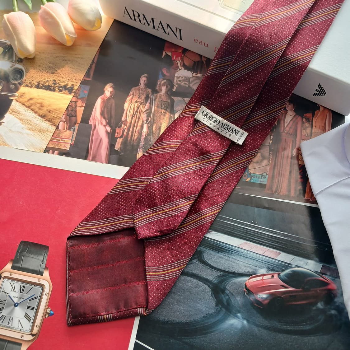 조르지오 아르마니 실크 버건디 넥타이 9.3cm A등급 A18763
 상품이미지4