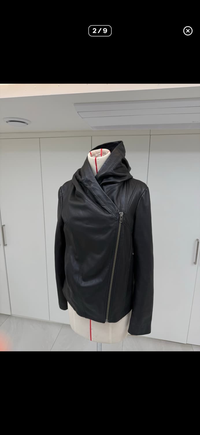 헬무트랭 블랙 양가죽 집업 후드 가죽 자켓 L 상품이미지2