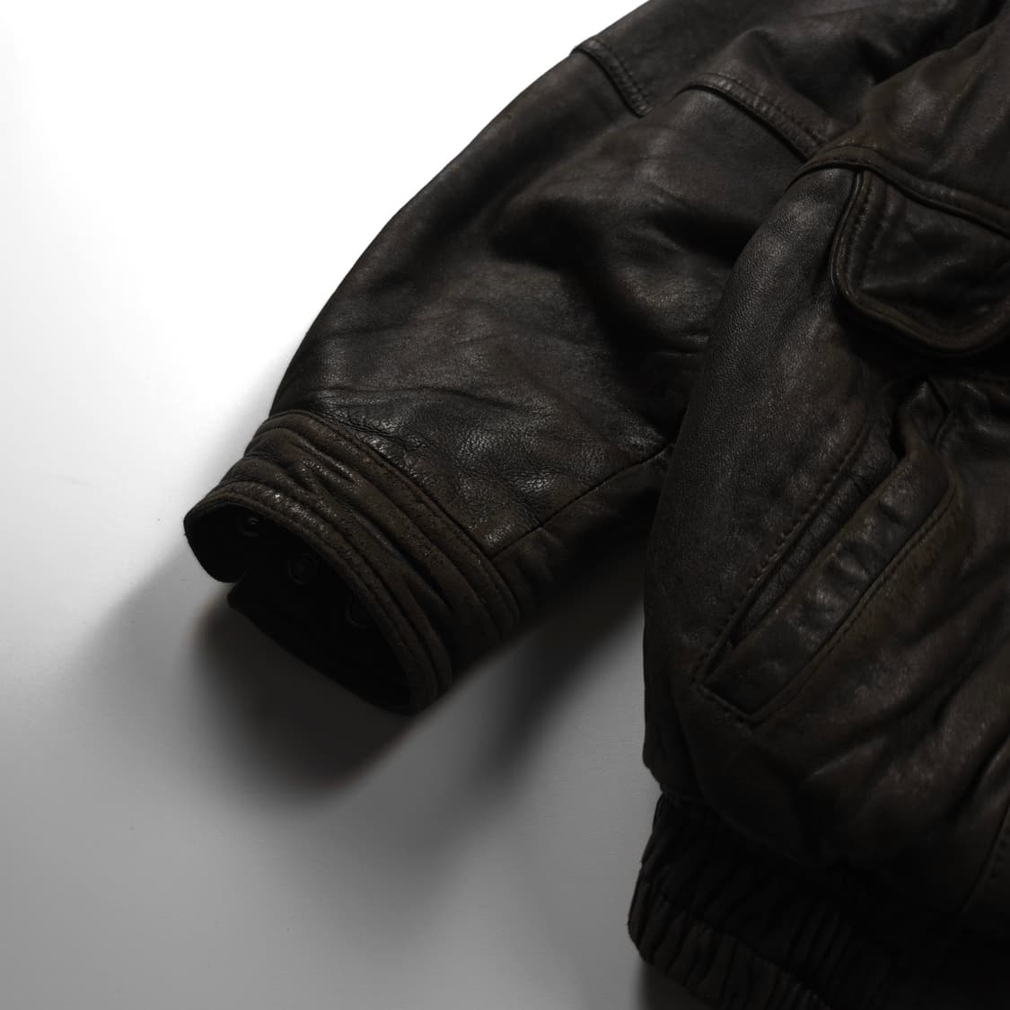 아카이브 빈티지 브라운 양가죽 봄버 무스탕 자켓 (L) 상품이미지4