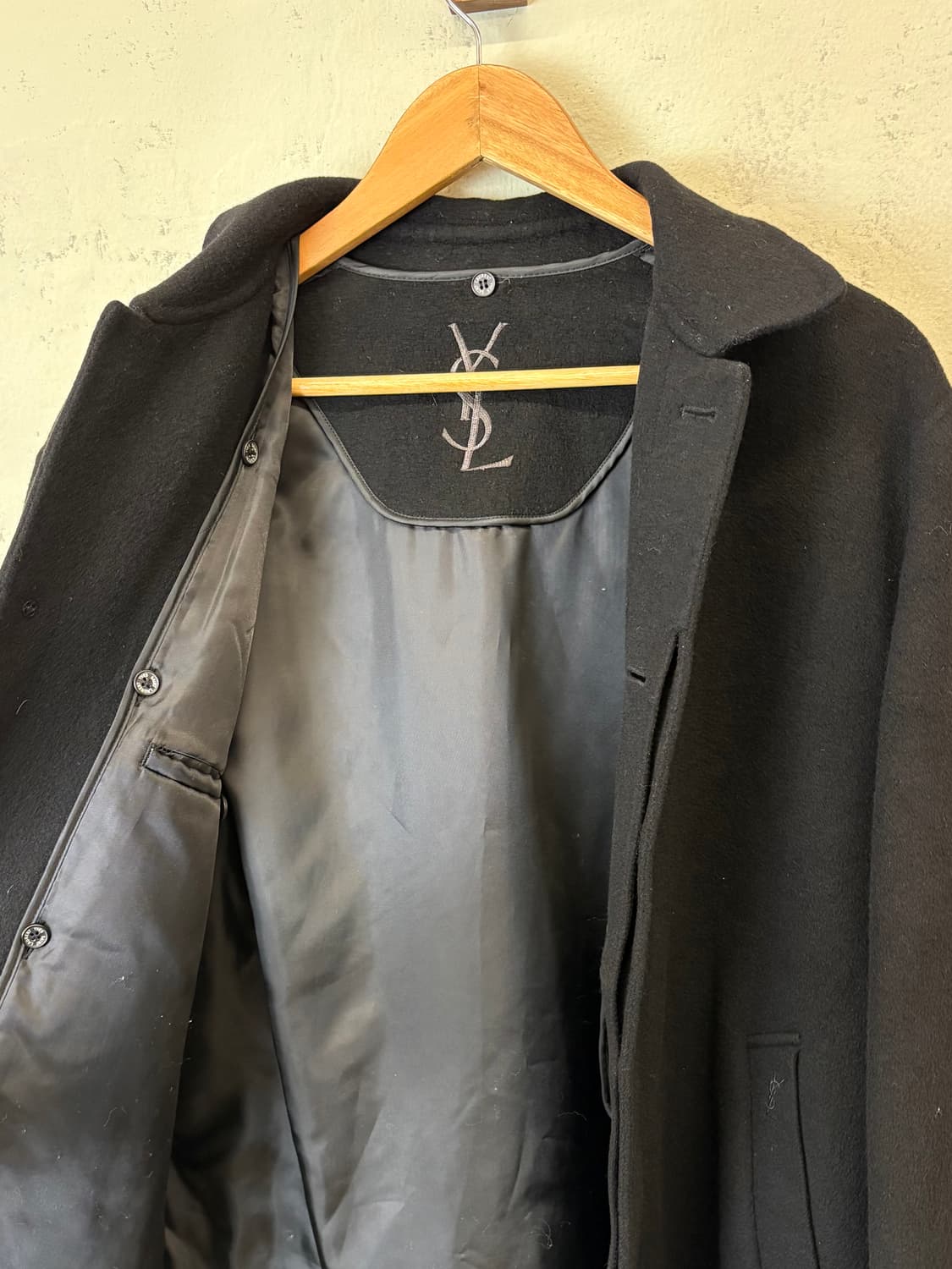 입생로랑 90s 빈티지 울 코트 블랙 상품이미지5