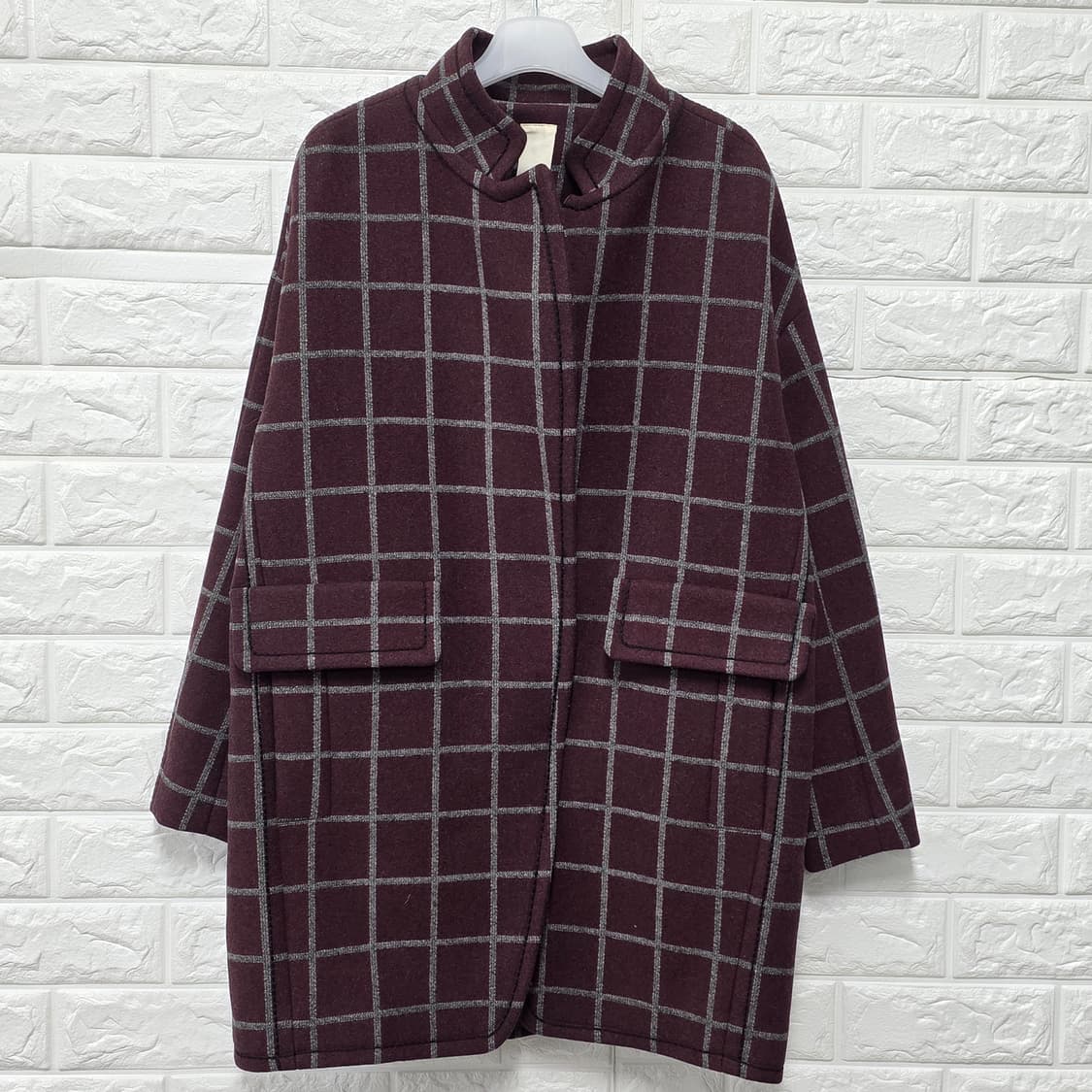 택포// 한섬 어즈세컨 여성 체크 코트 S 상품이미지1