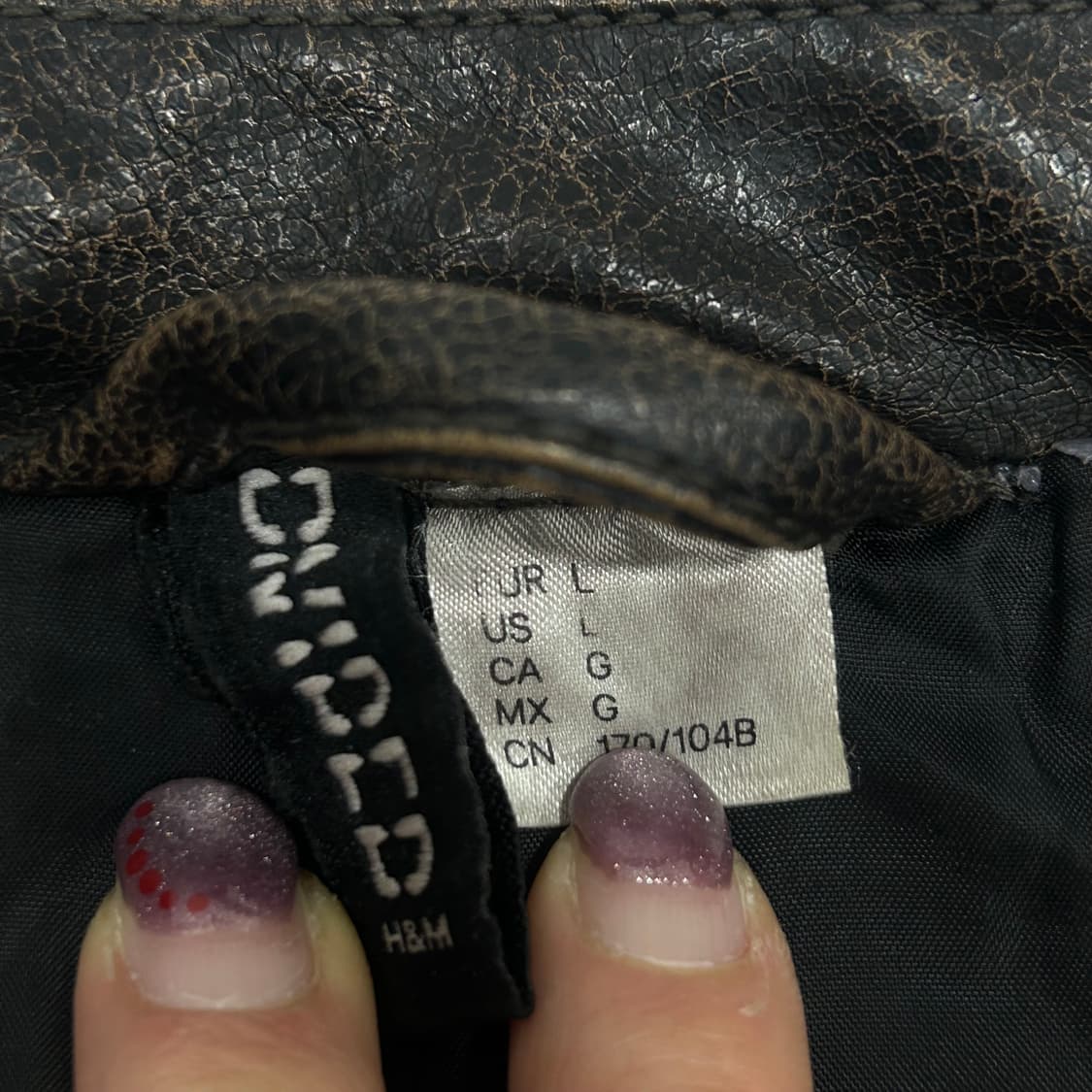 H&M 벨티드 사선 집업 레더 자켓 상품이미지7