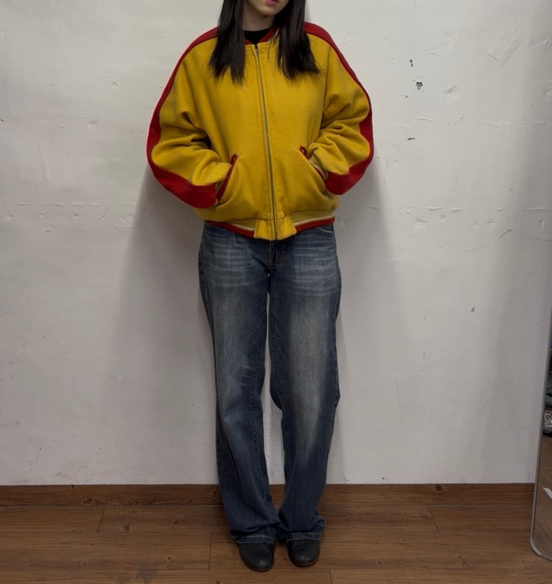 90s 할리 데이비슨 울 블루종 자켓 상품이미지2