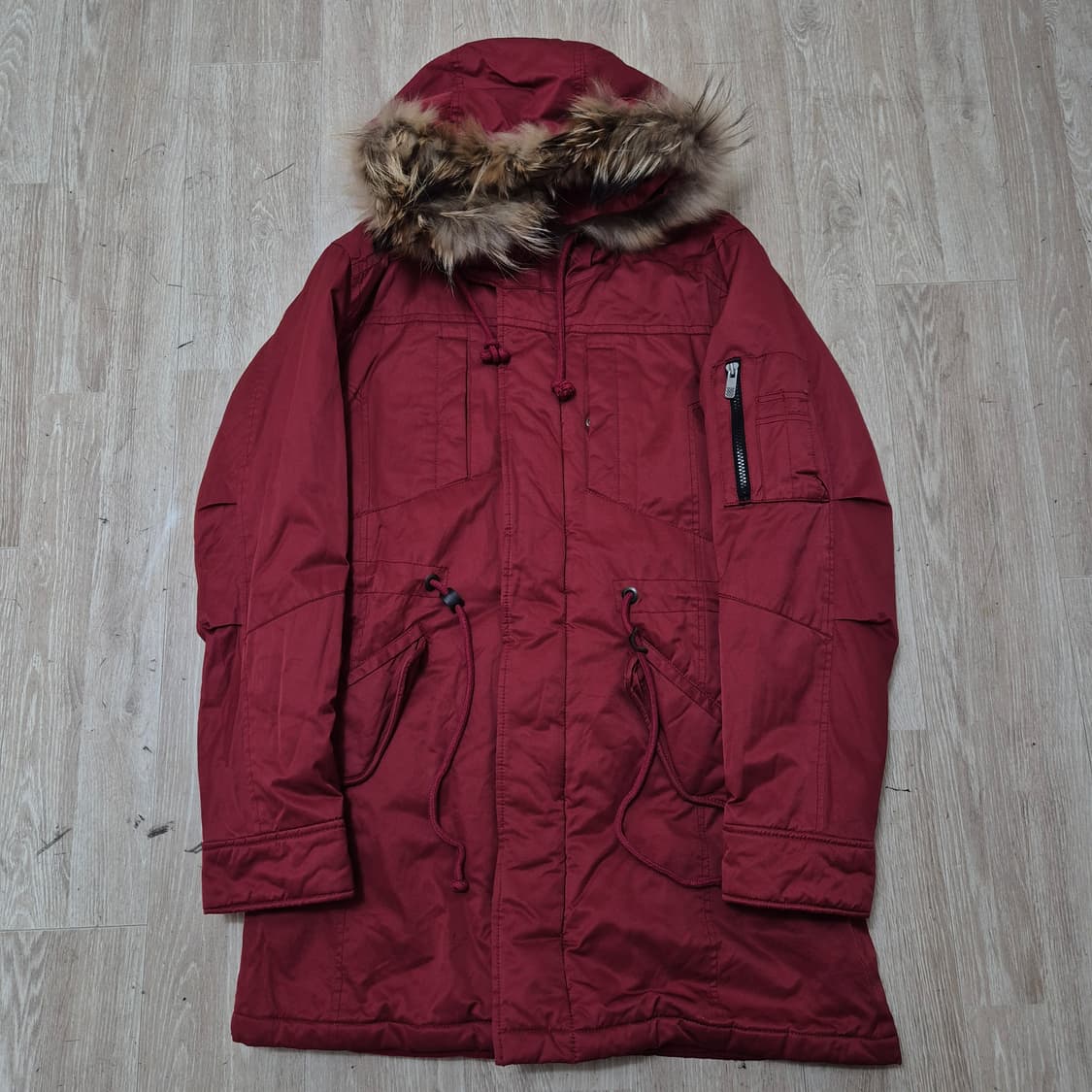 지오다노 여성 사이드포켓 뽀글이 퍼후드 야상 패딩 점퍼 L(100) 상품이미지1