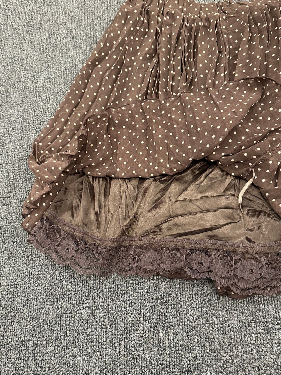 M)Japanese vintage 브라운 도트 레이어드 캉캉 미니스커트 상품이미지2