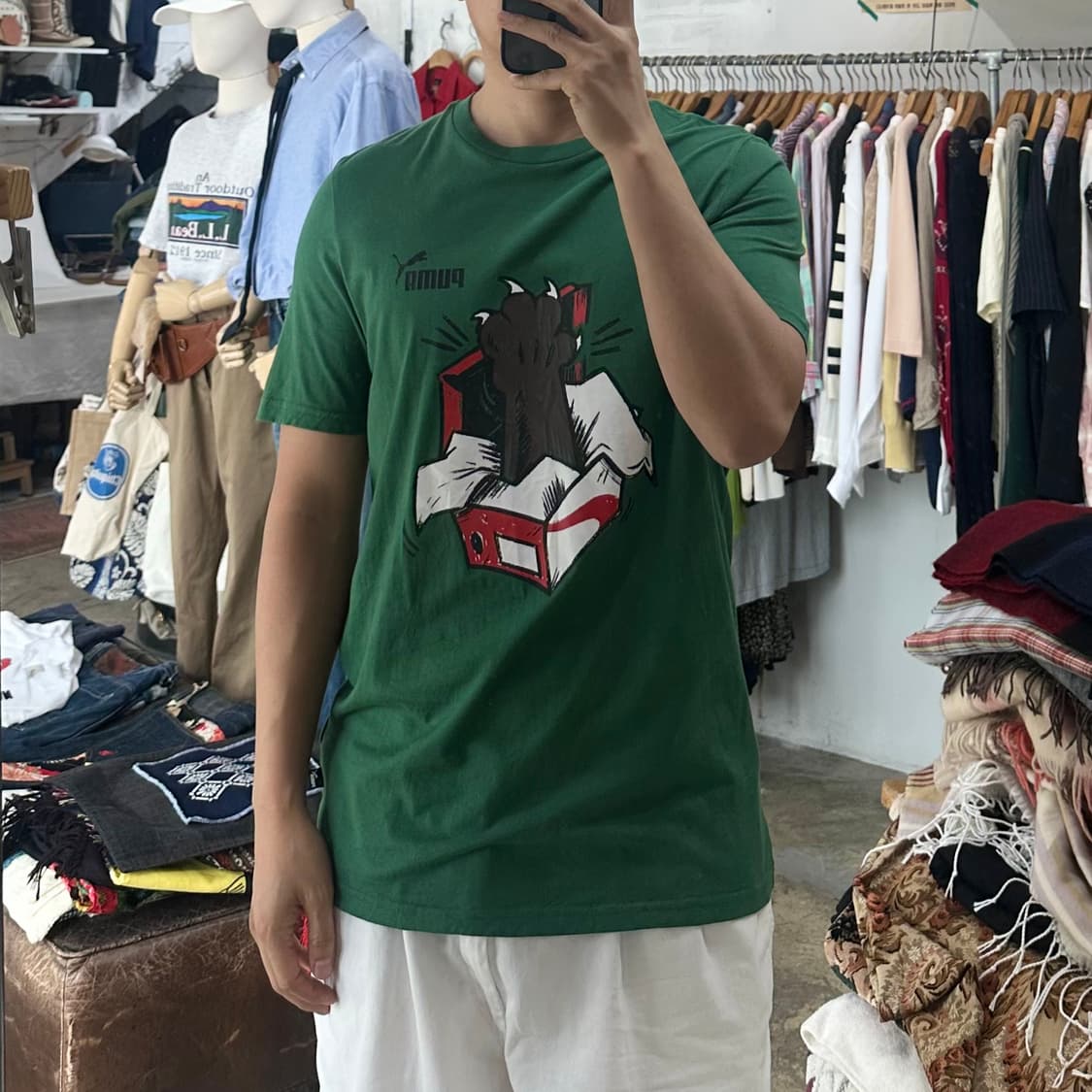(착용컷) PUMA 프린팅 반팔 티셔츠 (남성용 98-100) 상품이미지3