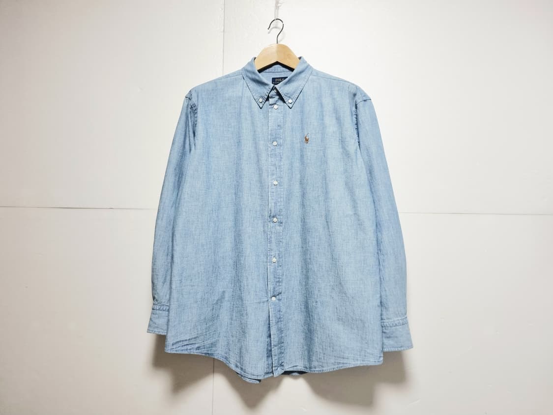 남성 여성 공용 2024 폴로 큐알 데님 청 긴팔 남방 셔츠 상품이미지3