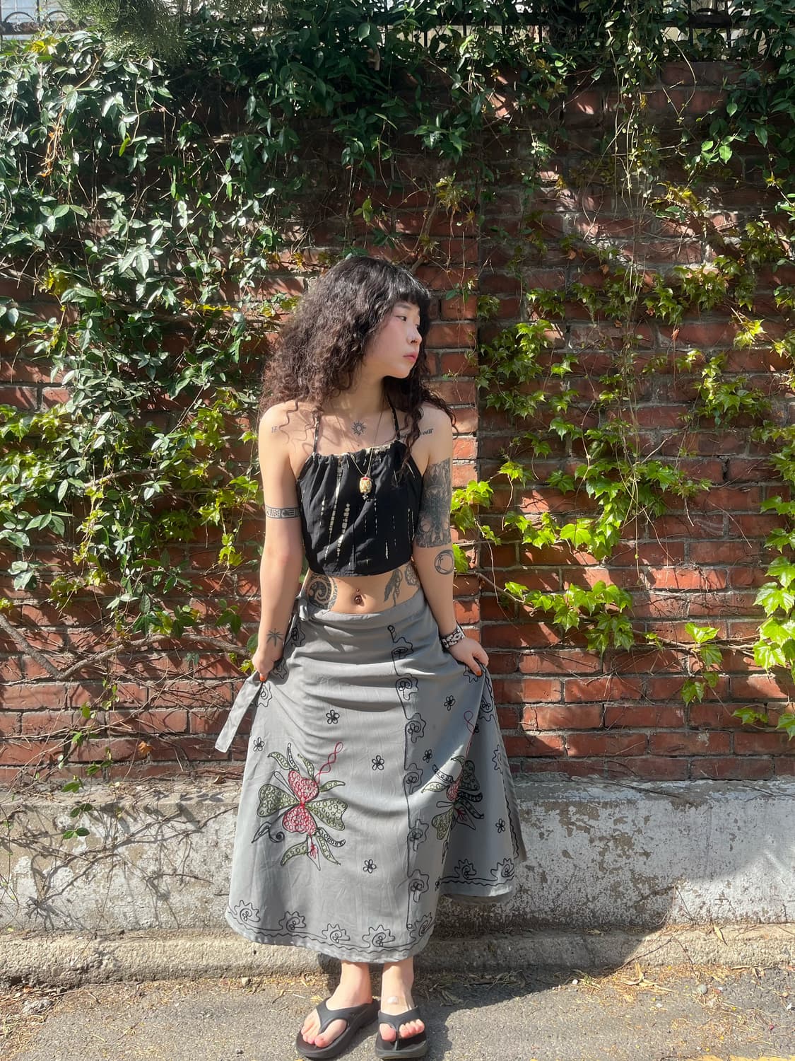 에스닉 페이즐리 자수 랩 스커트 상품이미지1