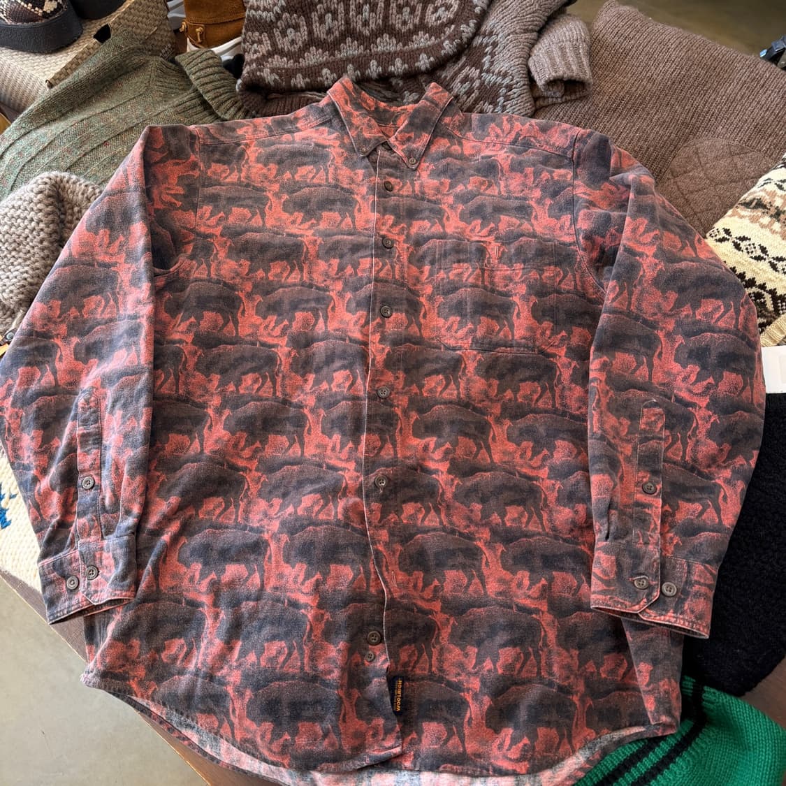 울리치 페루 에스닉 버팔로 패턴 셔츠 L XL 상품이미지1