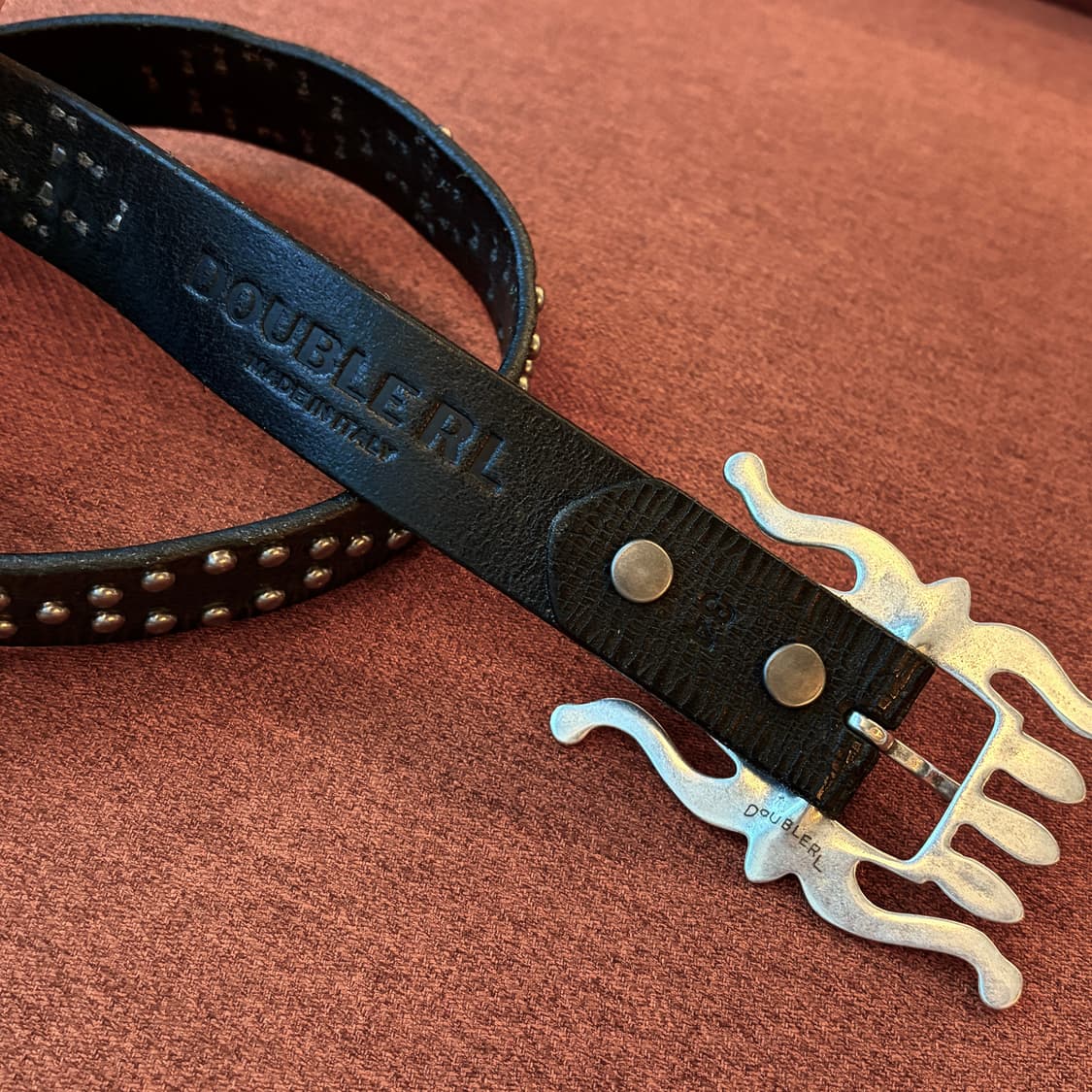 RRL / 더블알엘 스파이더 버클 스터드 크랙 버팔로 소가죽 벨트 상품이미지5